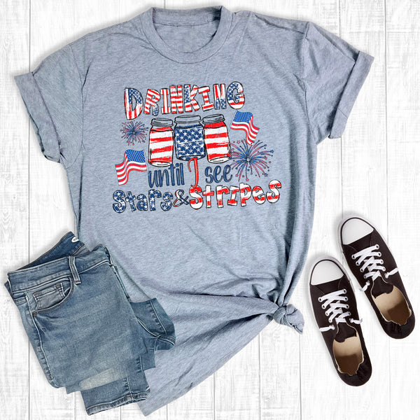 Aoang Women's American Flag Print T-Shirt - Patriotic Stars & Stripes Tee, Casual Fit, Size M Gray - View #5