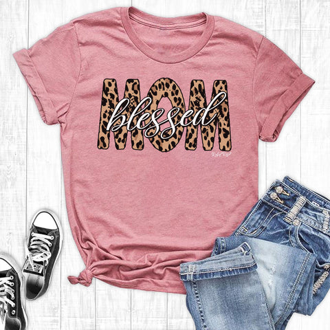 Blessed Leopard Mom on Mauve