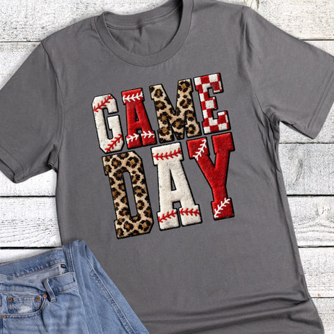 Sports Gameday Faux Chenille Leopard Graphic Tee