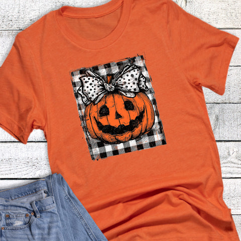 Halloween Coquette Checkered Jack-O-Lantern