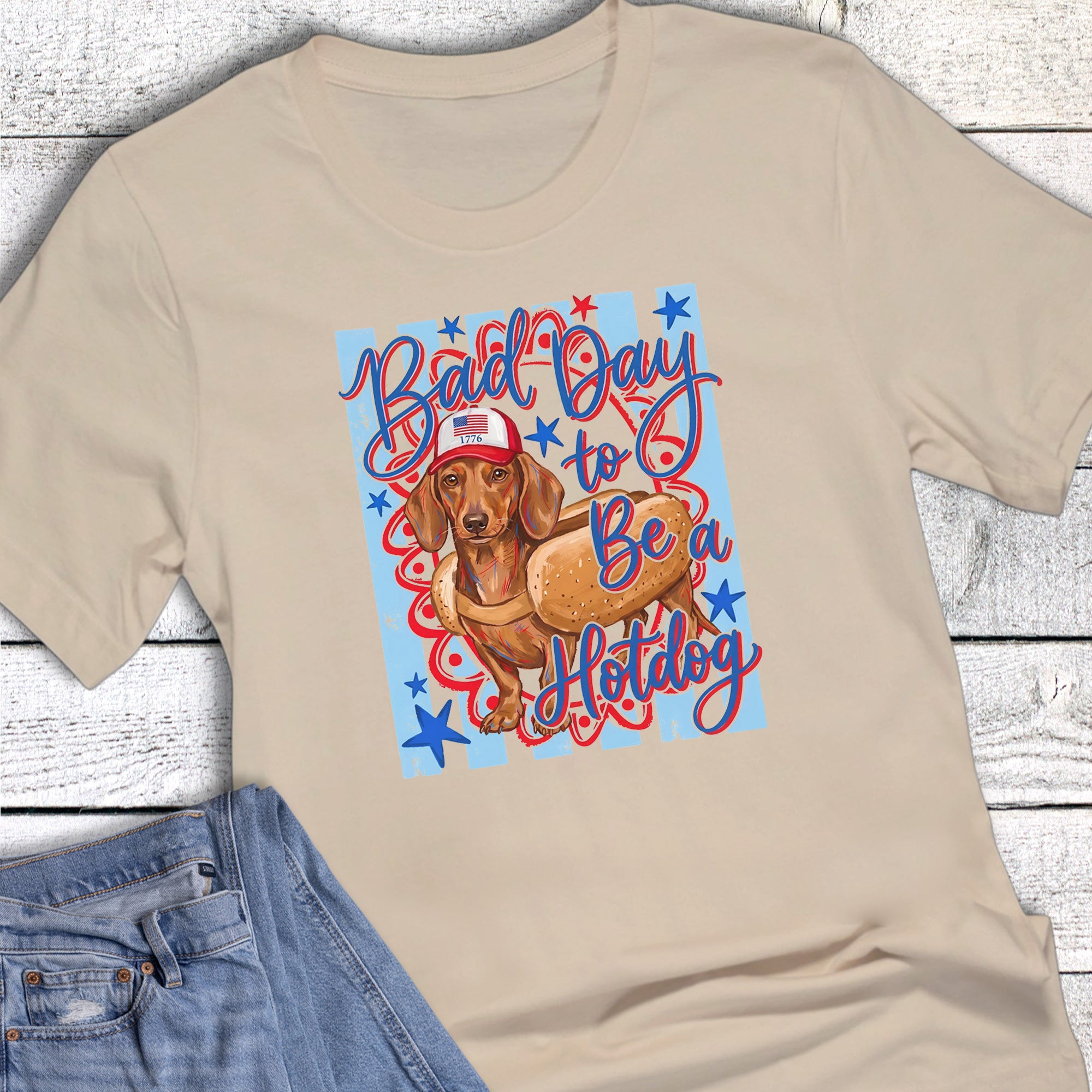 4th Of July Funny Bad Day To Be A Hot Dog Graphic Tee