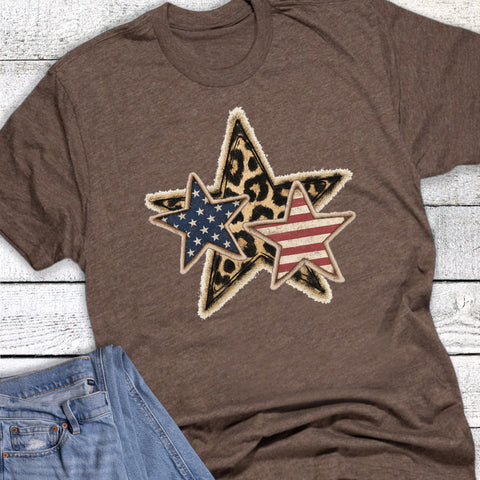 4th Of July Leopard Stars Graphic Tee