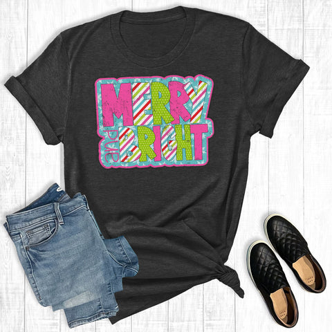 Colorful Merry and Bright Neon Charcoal