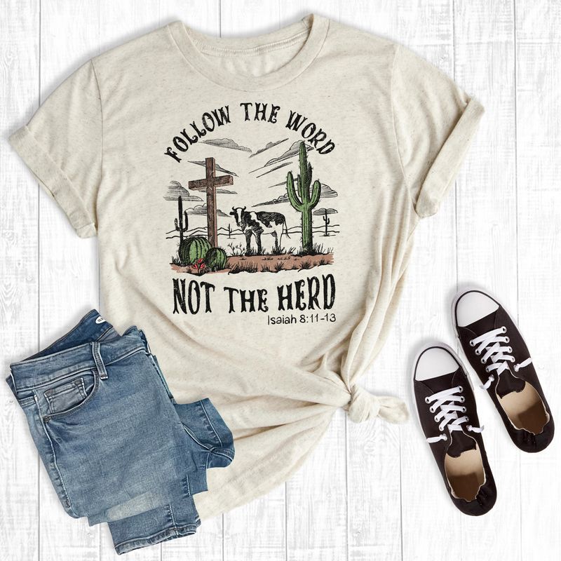 Faith Follow The Herd Cream Graphic Tshirt