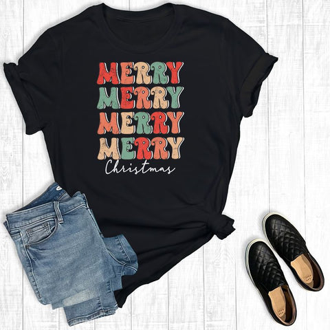 Retro Merry Christmas Black