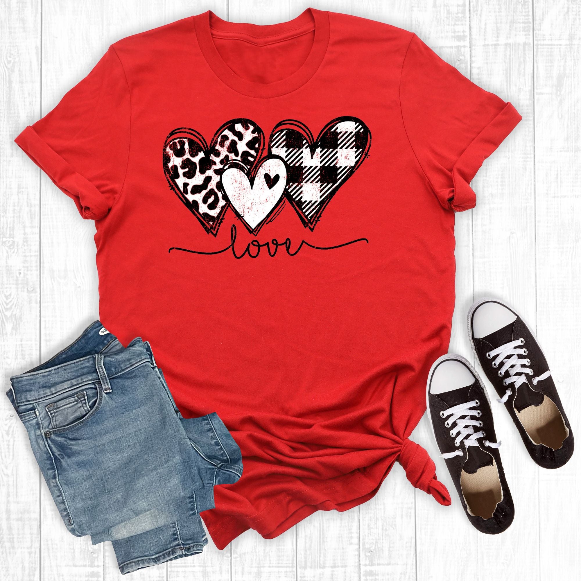 Valentine Checkered Hearts Red