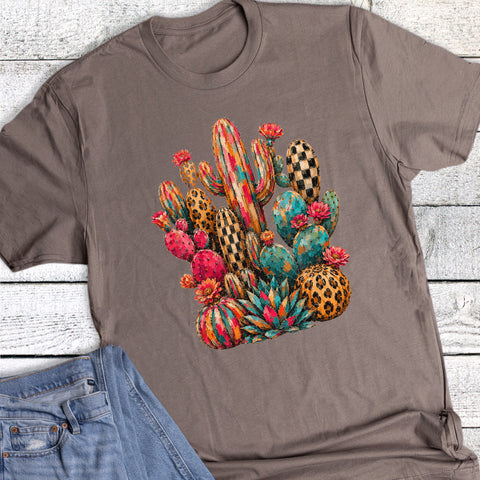 Boho Colorful Checkered Cactus