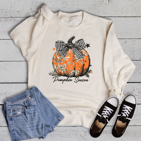Boho Fall Floral Pumpkin Season Sweatshirt