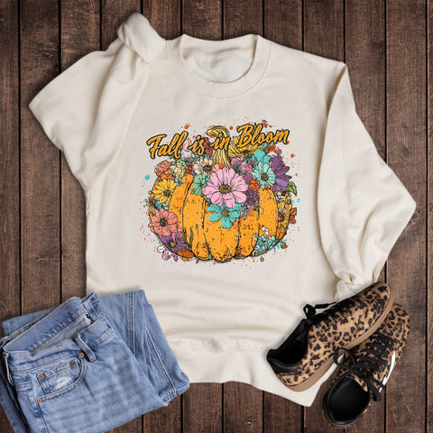 Boho Fall is in Bloom Pumpkin Sweatshirt