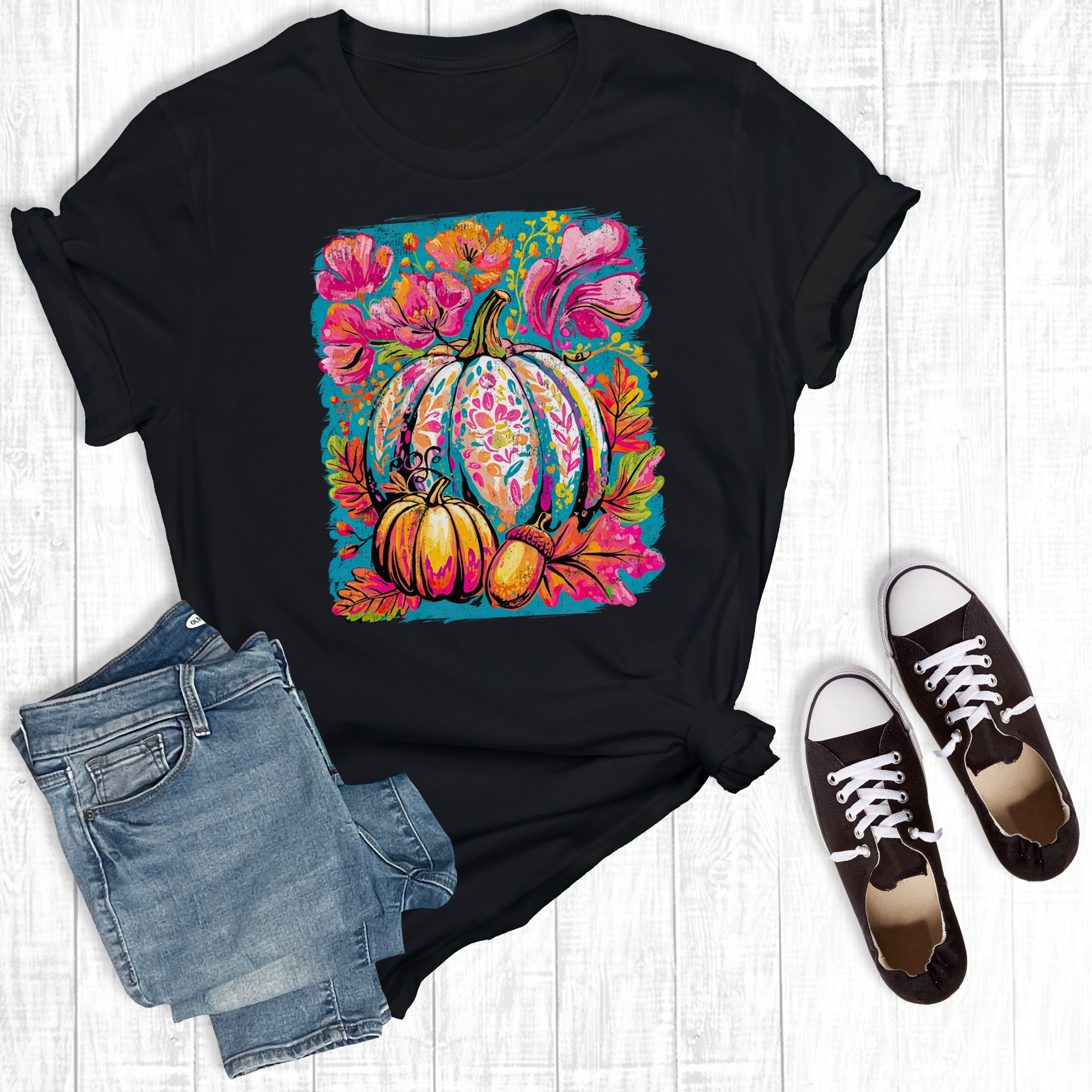 Boho Floral Girly Pumpkin