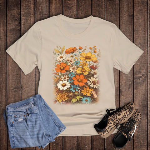 Boho Floral Orange Yellow Blue