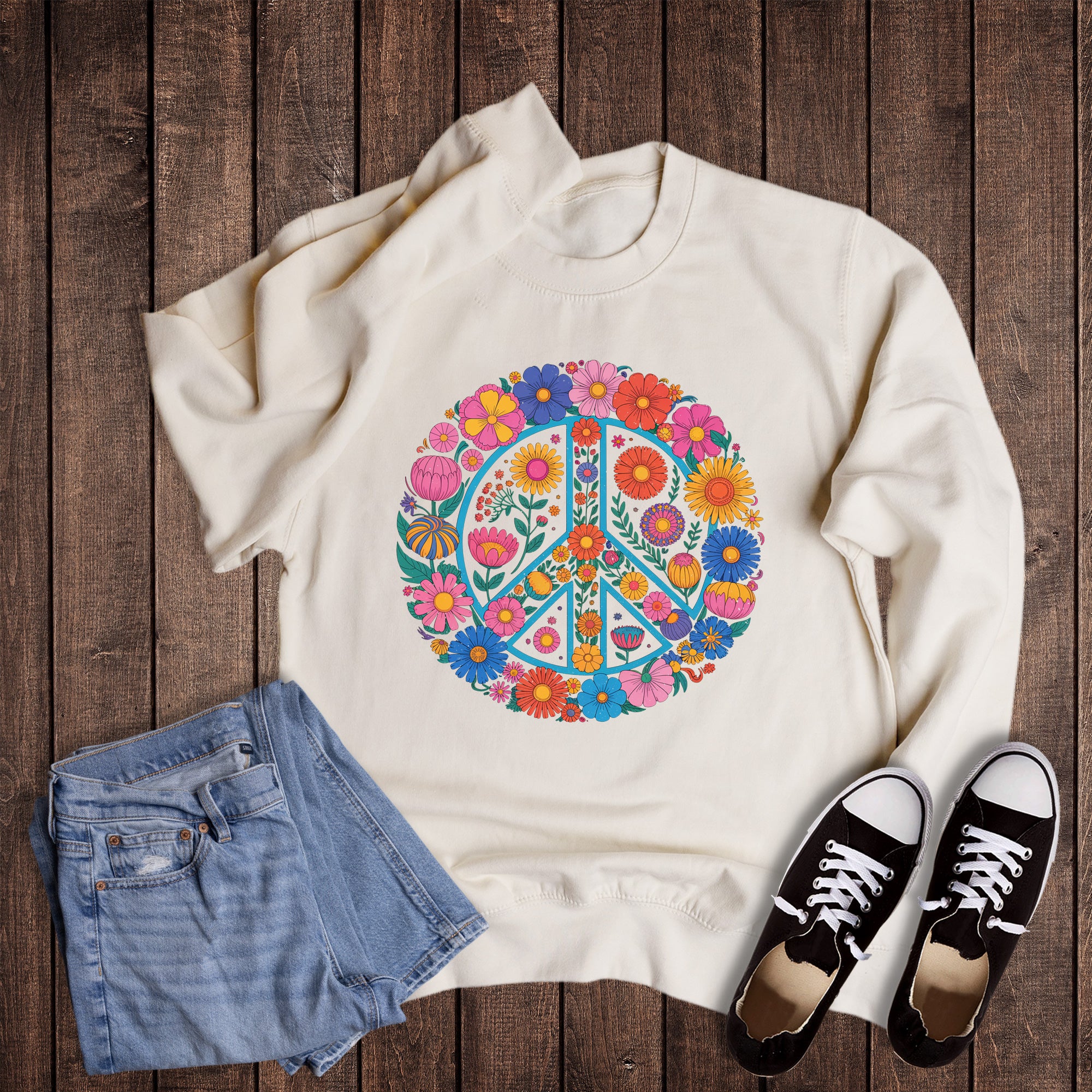 Boho Floral Peace Sweatshirt