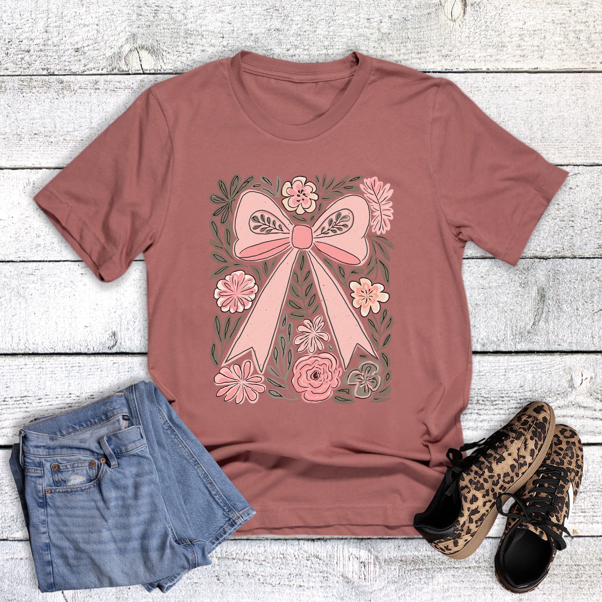 Boho Pink Floral Bow