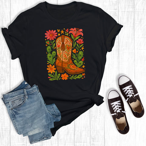 Boho Western Floral Cowboy Boot