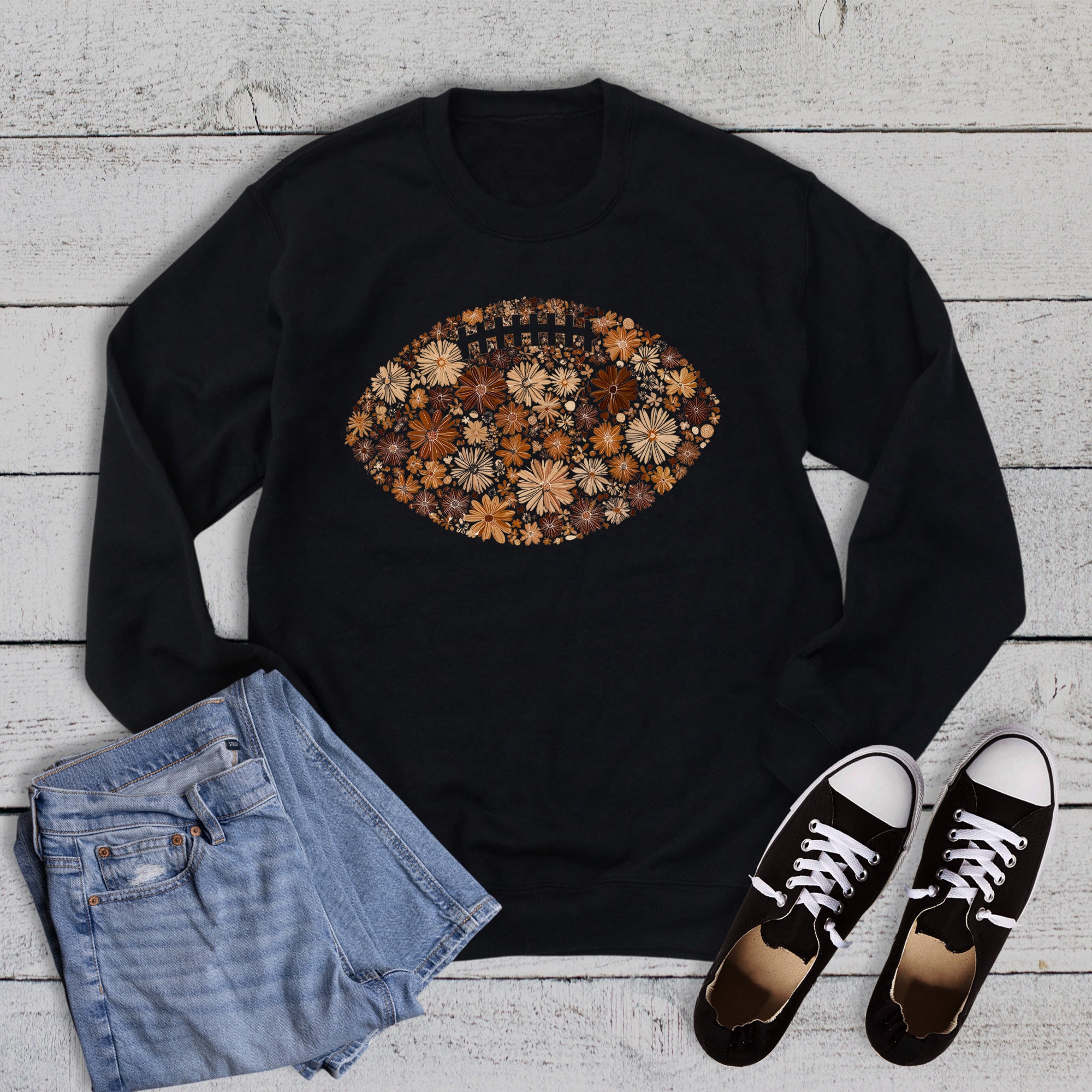 Boho Wildflower Football Sweatshirt