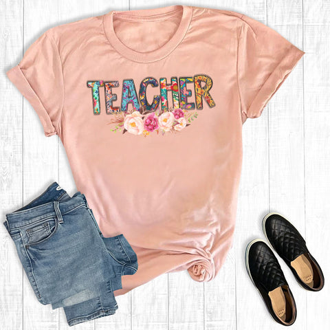 Boho Floral Teacher Peach