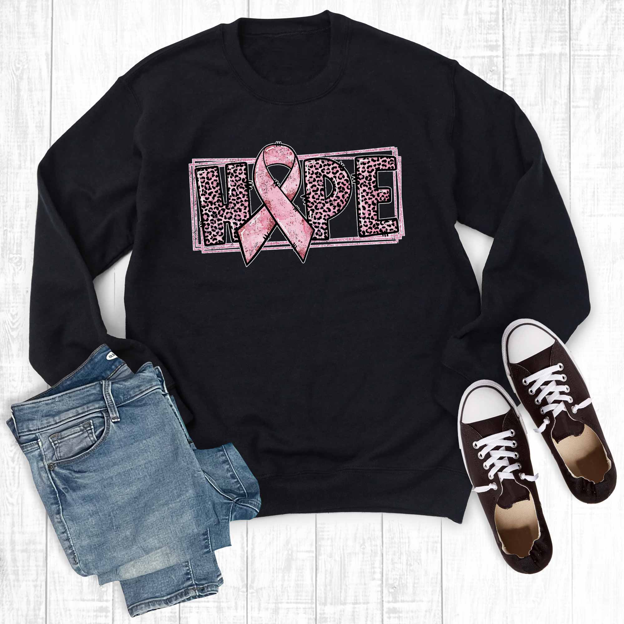 Breast Cancer Awareness Hope Leopard Ribbon Sweatshirt