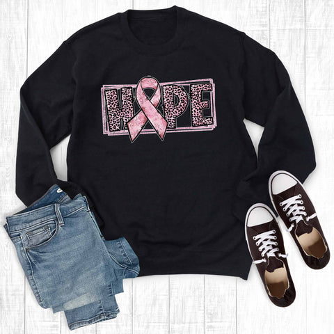 Breast Cancer Awareness Hope Leopard Ribbon Sweatshirt
