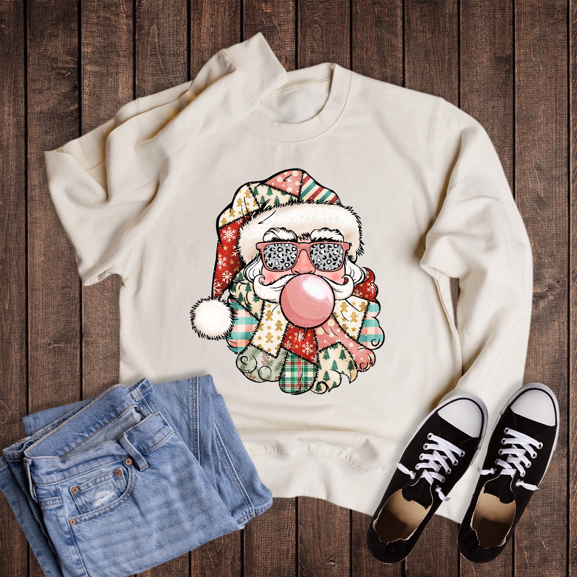 Bubblegum Santa Fabric Rag Beard Sweatshirt