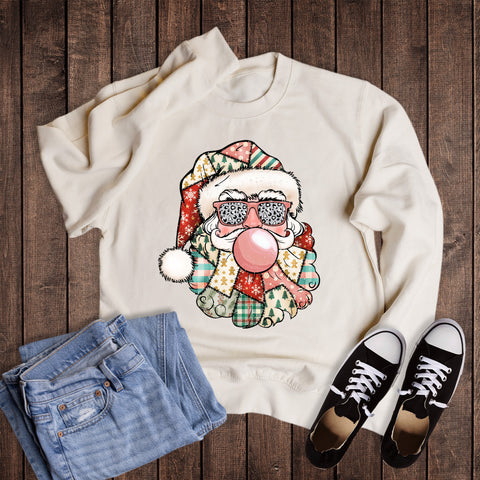 Bubblegum Santa Fabric Rag Beard Sweatshirt