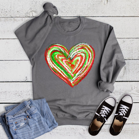 Christmas Abstract Heart Sweatshirt