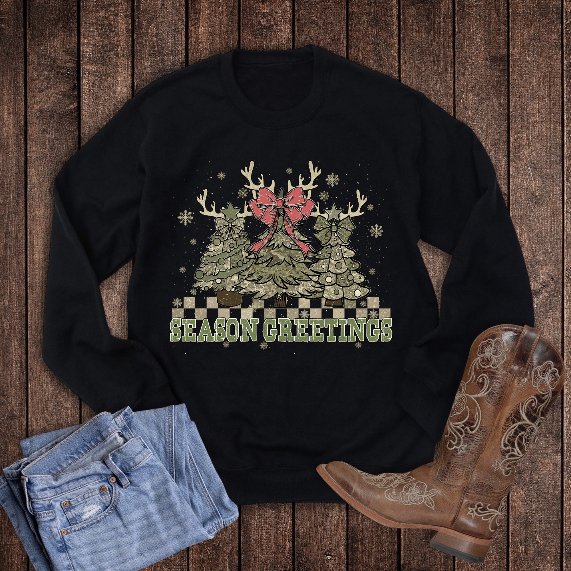 Christmas Camo Hunting Season Greetings Sweatshirt