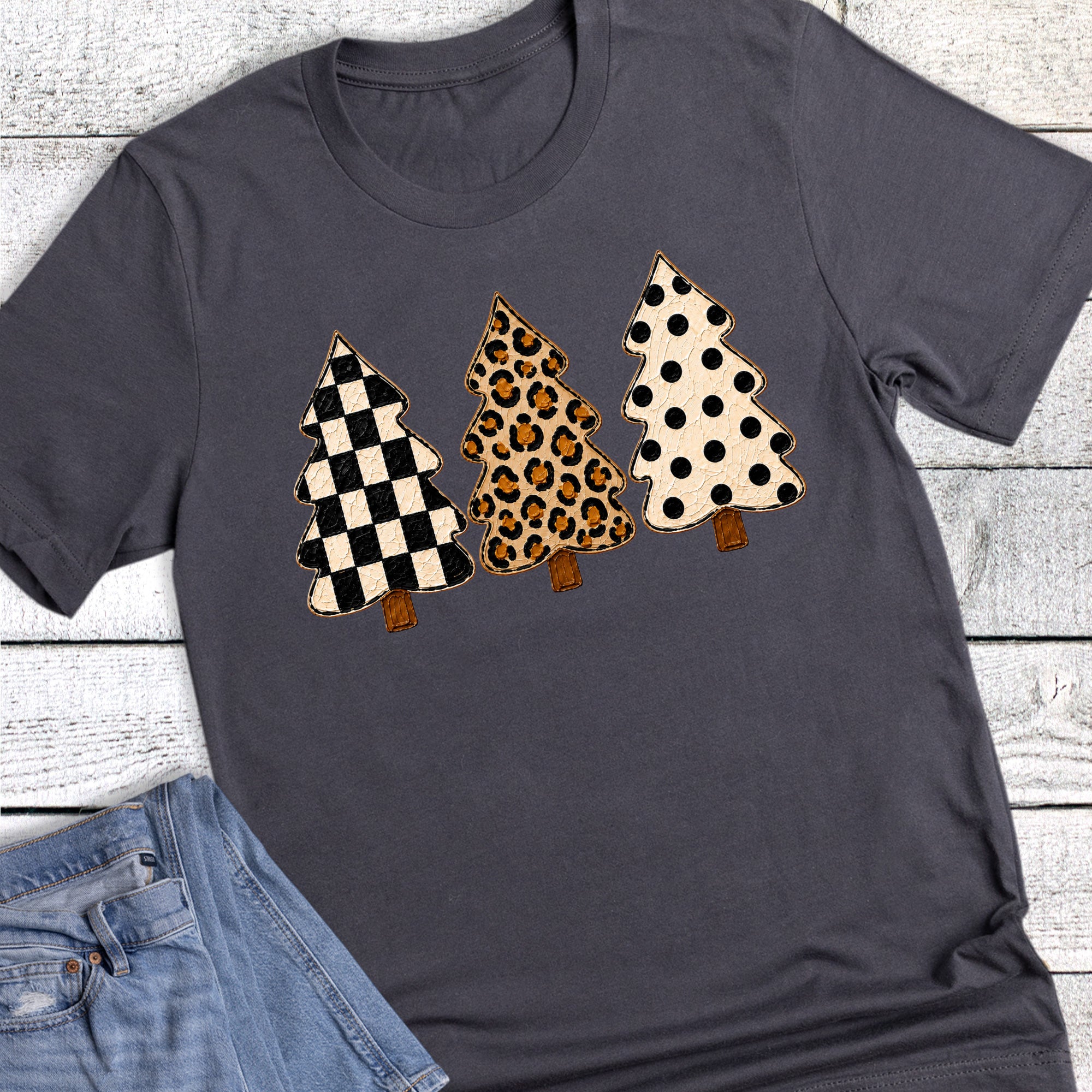 Christmas Check Leopard And Polka Dot Trees
