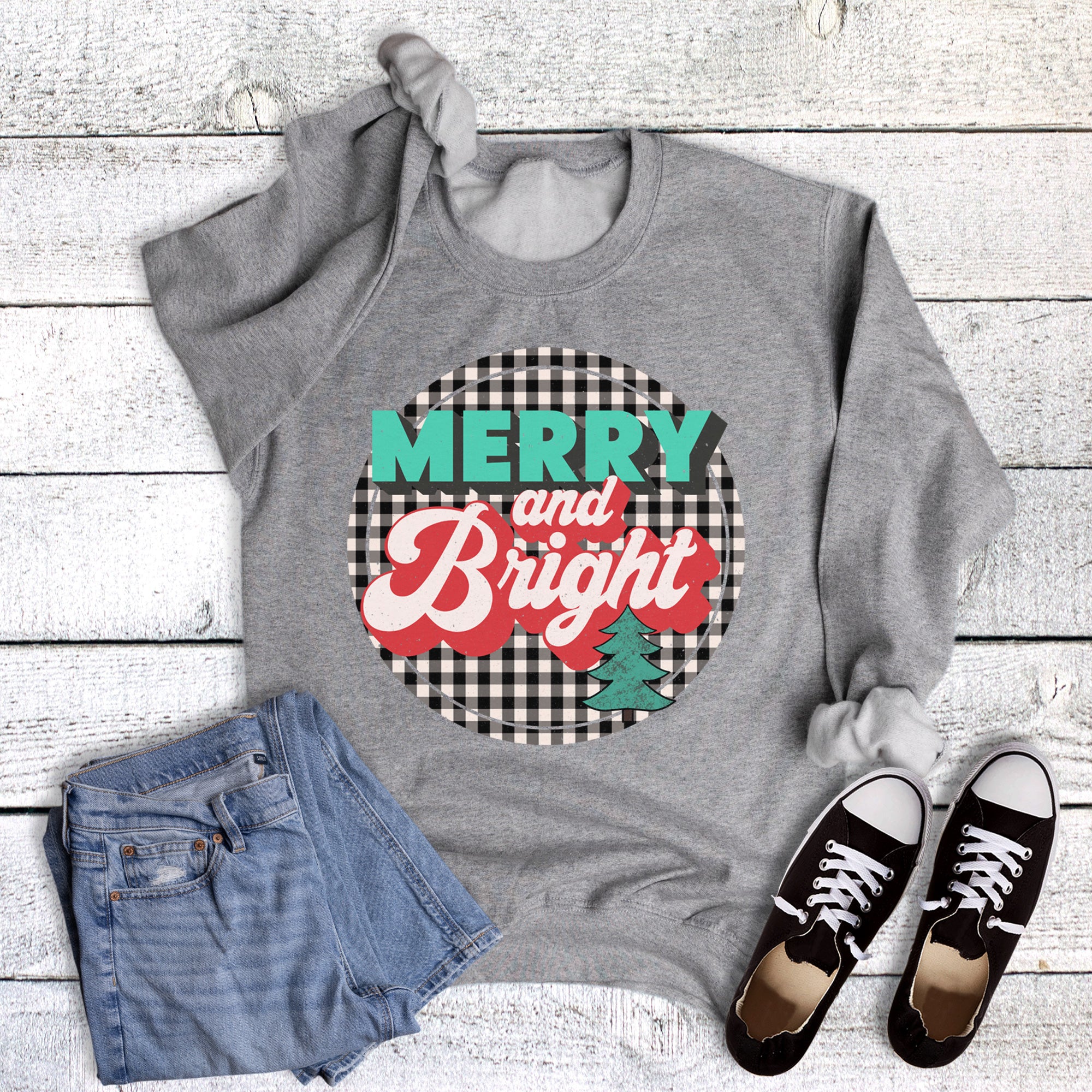 Christmas Check Merry and Bright Sweatshirt