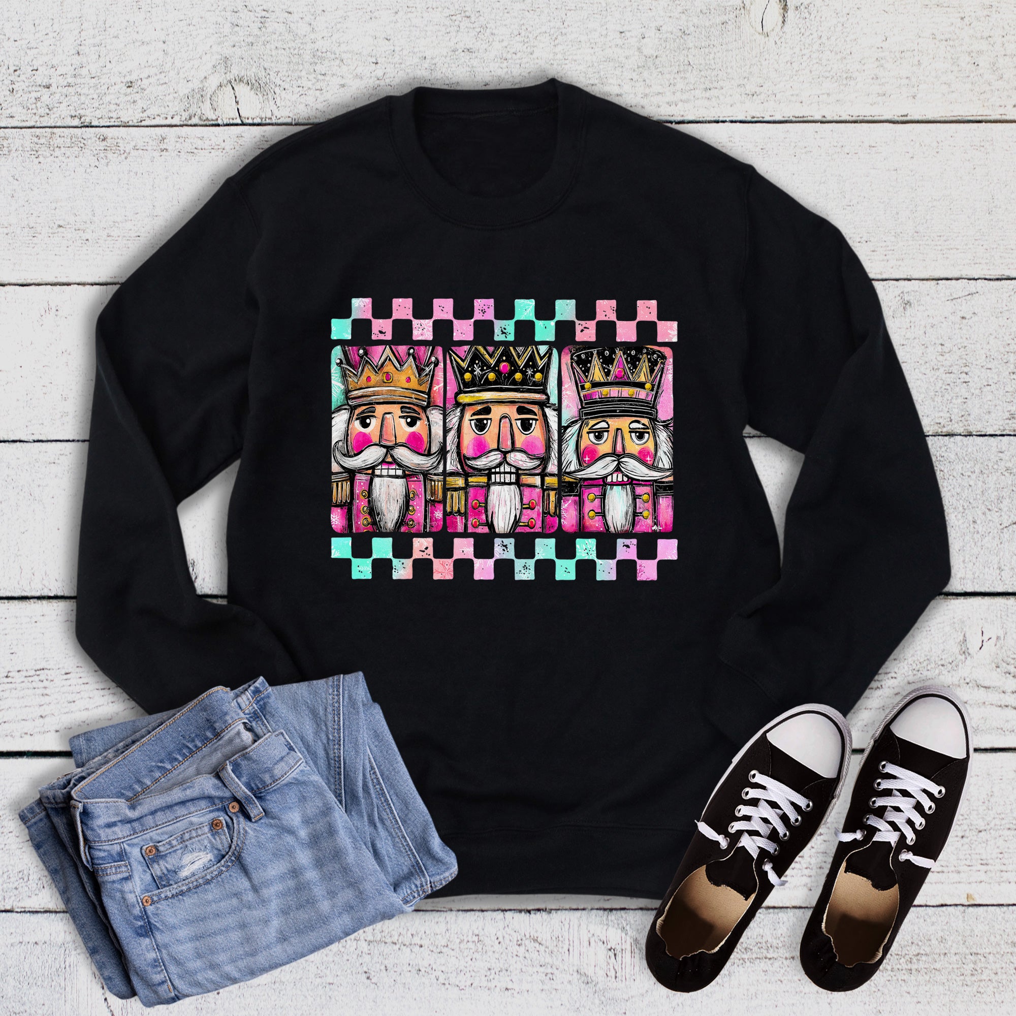 Christmas Checkered Nutcracker Trio Sweatshirt