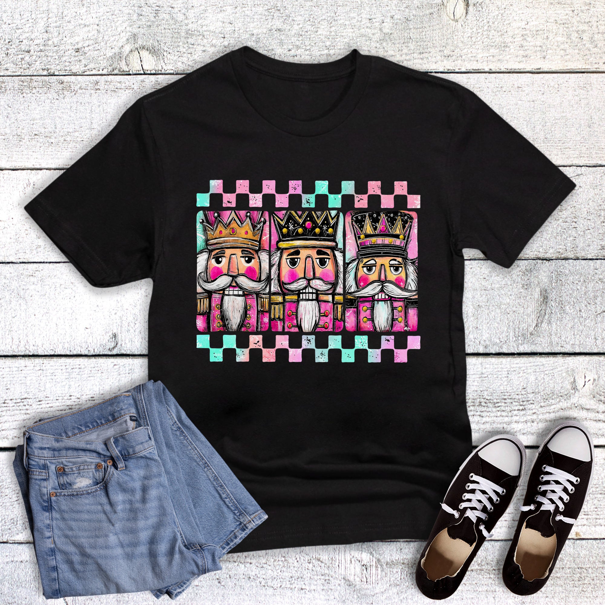 Christmas Checkered Nutcracker Trio