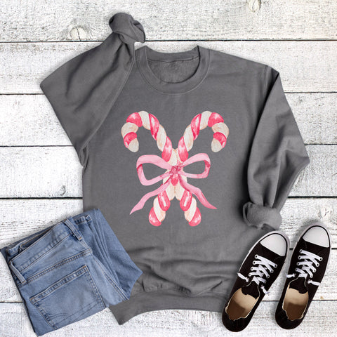 Christmas Coquette Candy Canes Sweatshirt