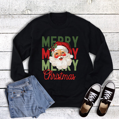 Christmas Coquette Santa Merry Stacked Sweatshirt