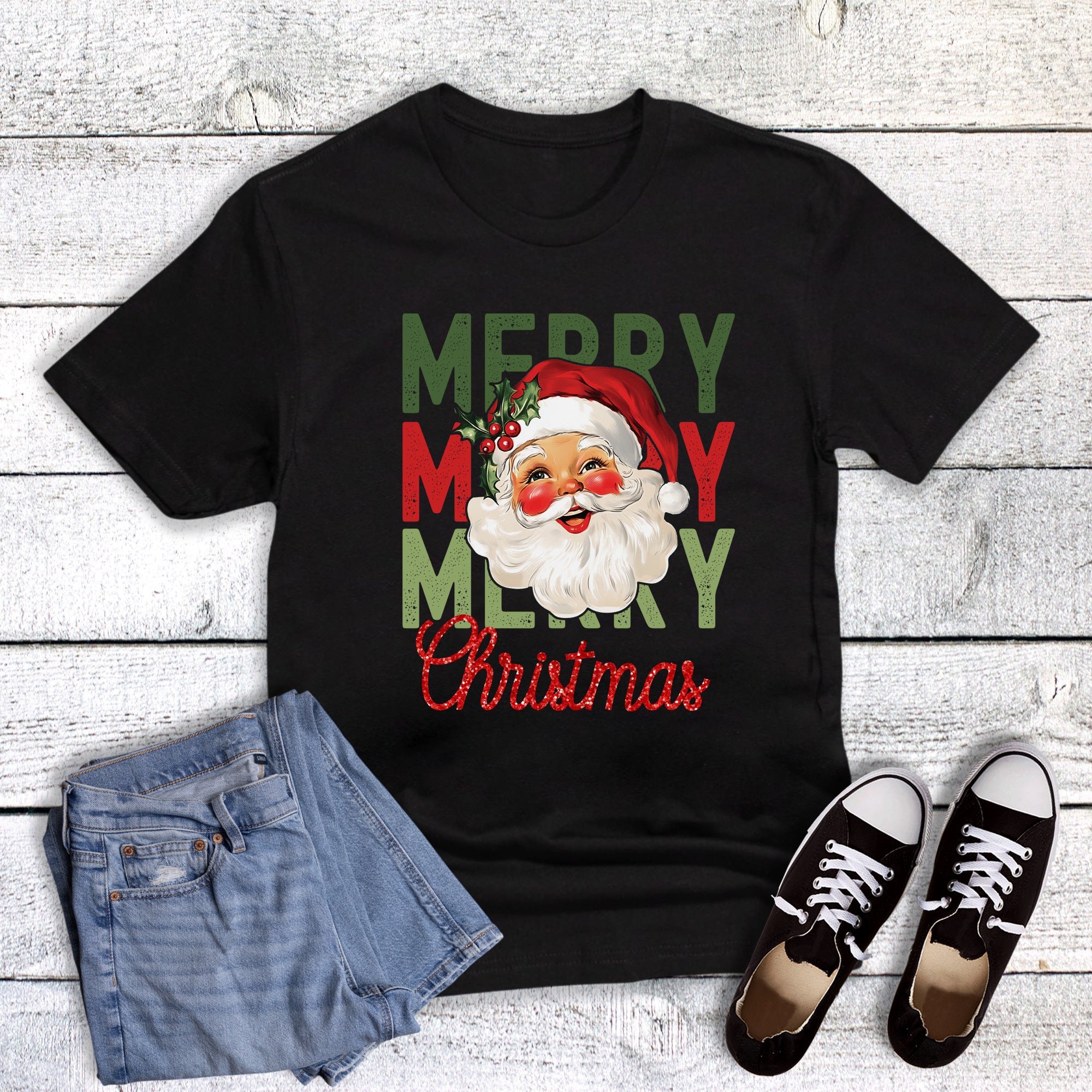 Christmas Coquette Santa Merry Stacked