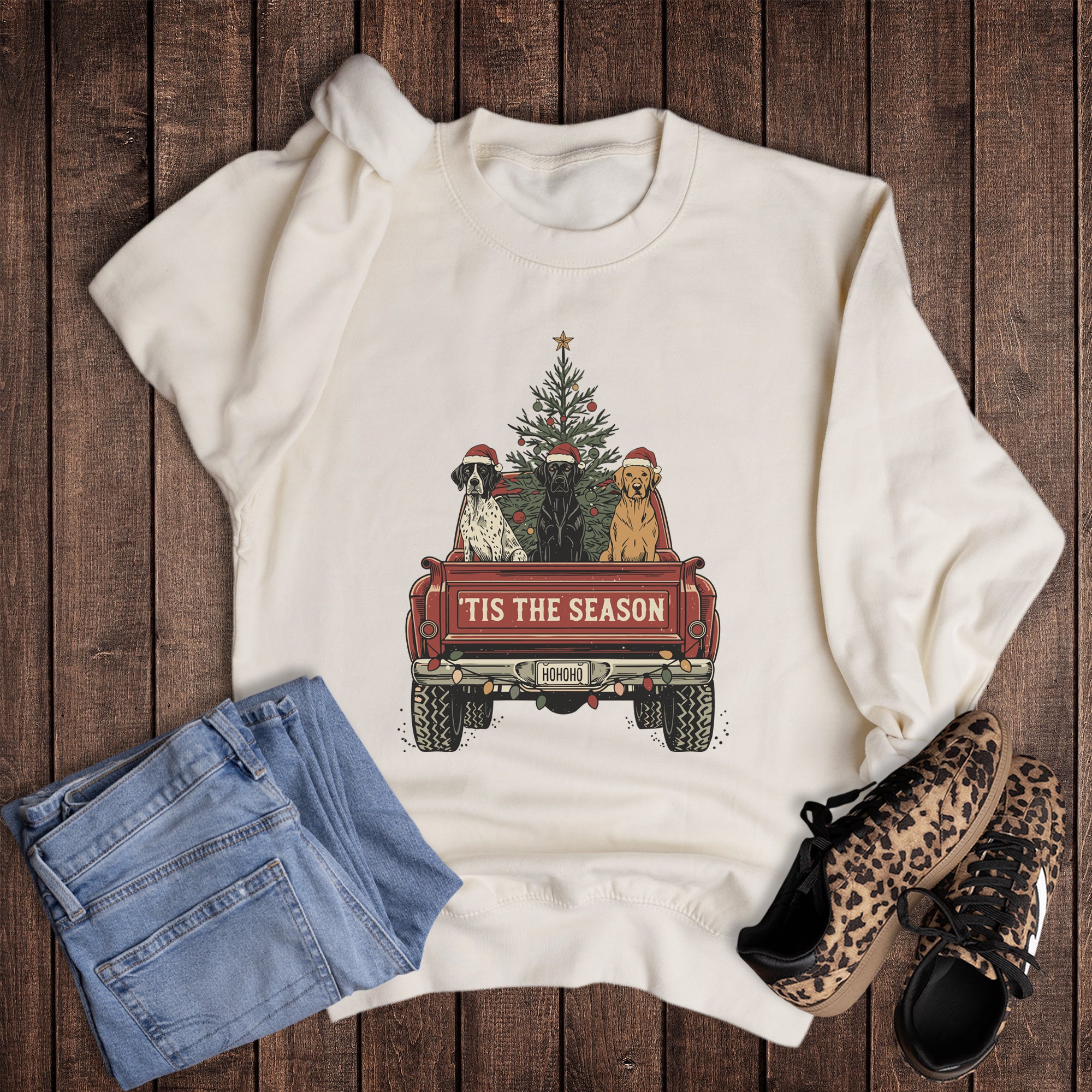 Christmas Dog Tis the Season Truck Sweatshirt