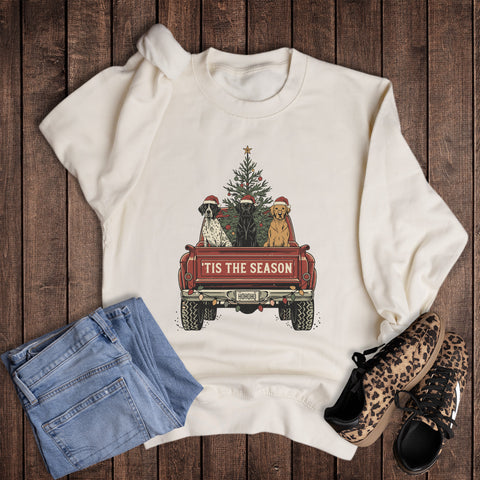 Christmas Dog Tis the Season Truck Sweatshirt