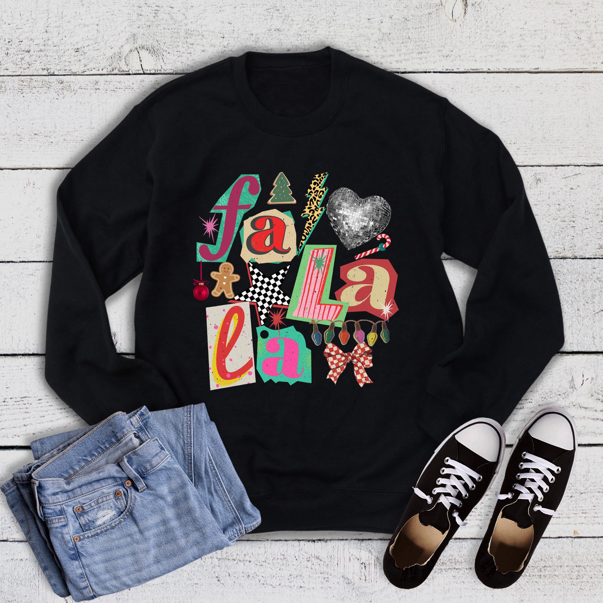 Christmas Fa La La Collage Letters Sweatshirt