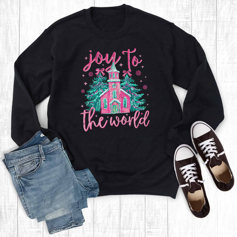 Christmas Faith Joy to the World Graphic Sweatshirt