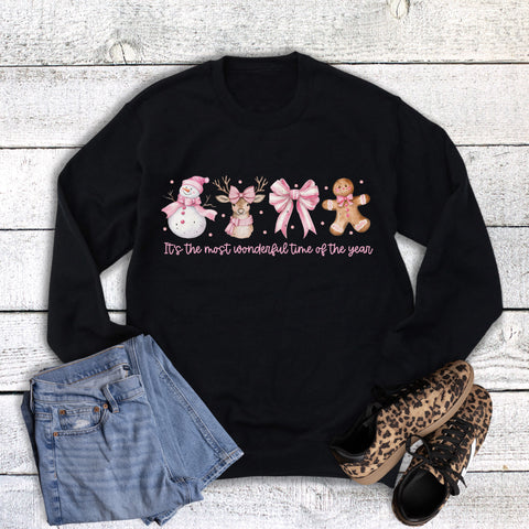 Christmas It's the Most Wonderful Time Pink Sweatshirt