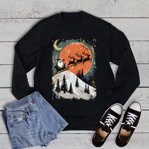 Christmas Midnight Sleigh Ride Graphic Sweatshirt