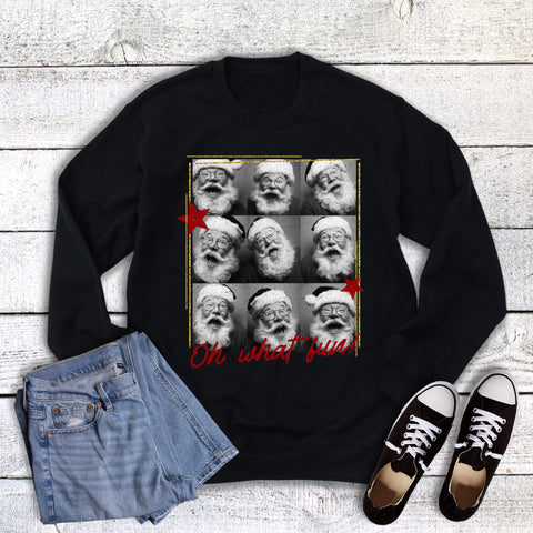 Christmas Oh What Fun Santa Pictures Sweatshirt