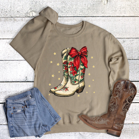 Christmas Red Bow Boots Sweatshirt