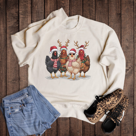 Christmas Reindeer Chickens Sweatshirt