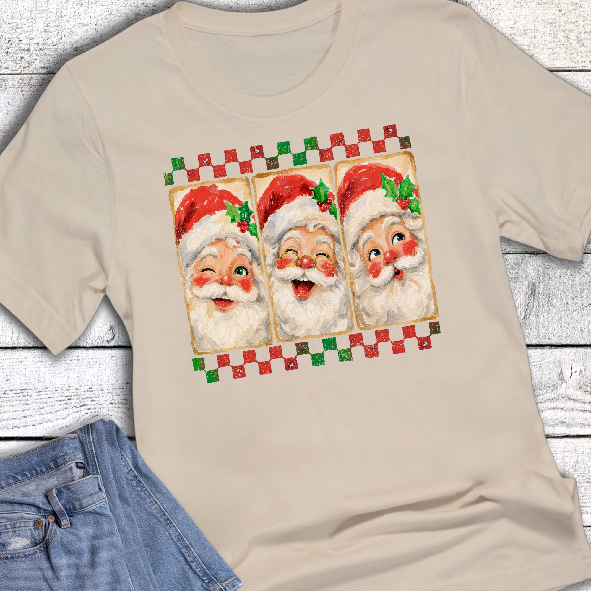 Christmas Retro Check Santa