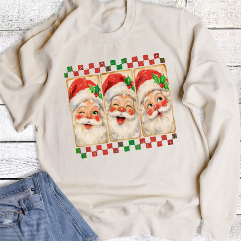Christmas Retro Check Santa Sweatshirt