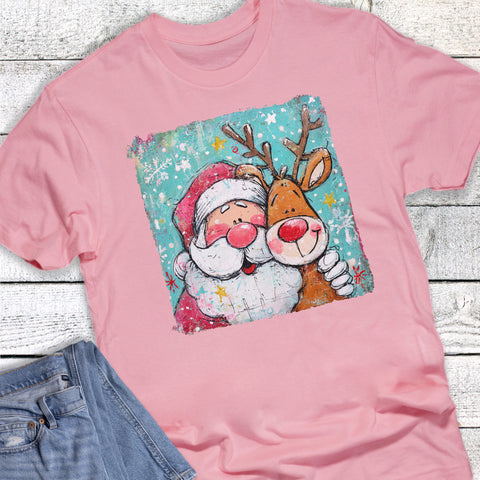 Christmas Retro Santa and Reindeer Splatter
