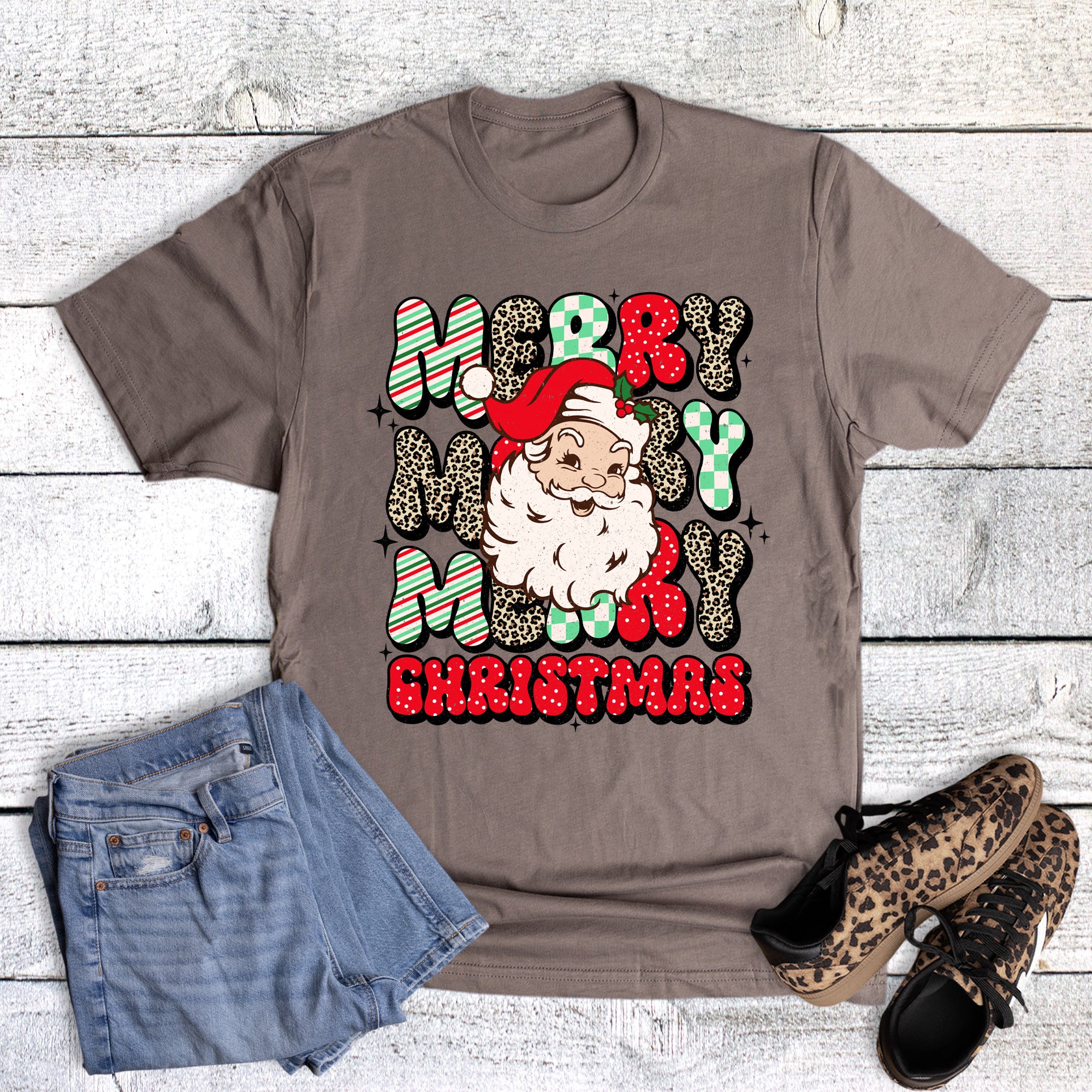 Christmas Santa Stacked Merry