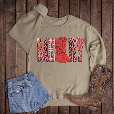 Christmas Western Boots Merry Sweatshirt