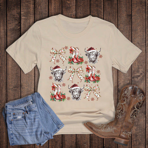 Christmas Western Cow and Boot Collage