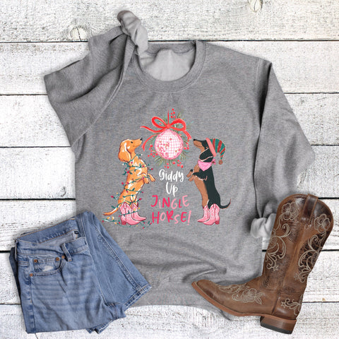 Christmas Western Giddy Up Jingle Horse Dogs Sweatshirt