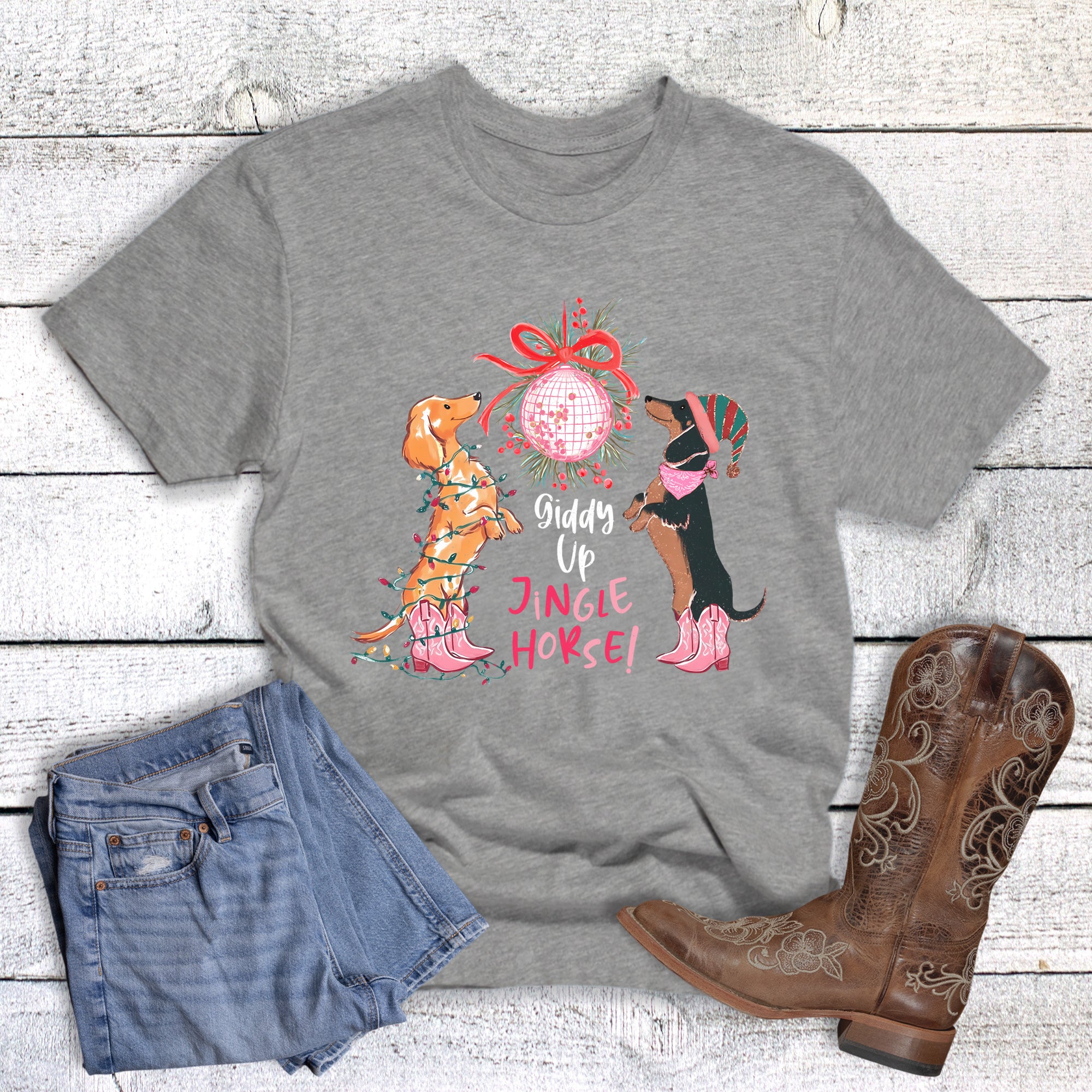 Christmas Western Giddy Up Jingle Horse Dogs